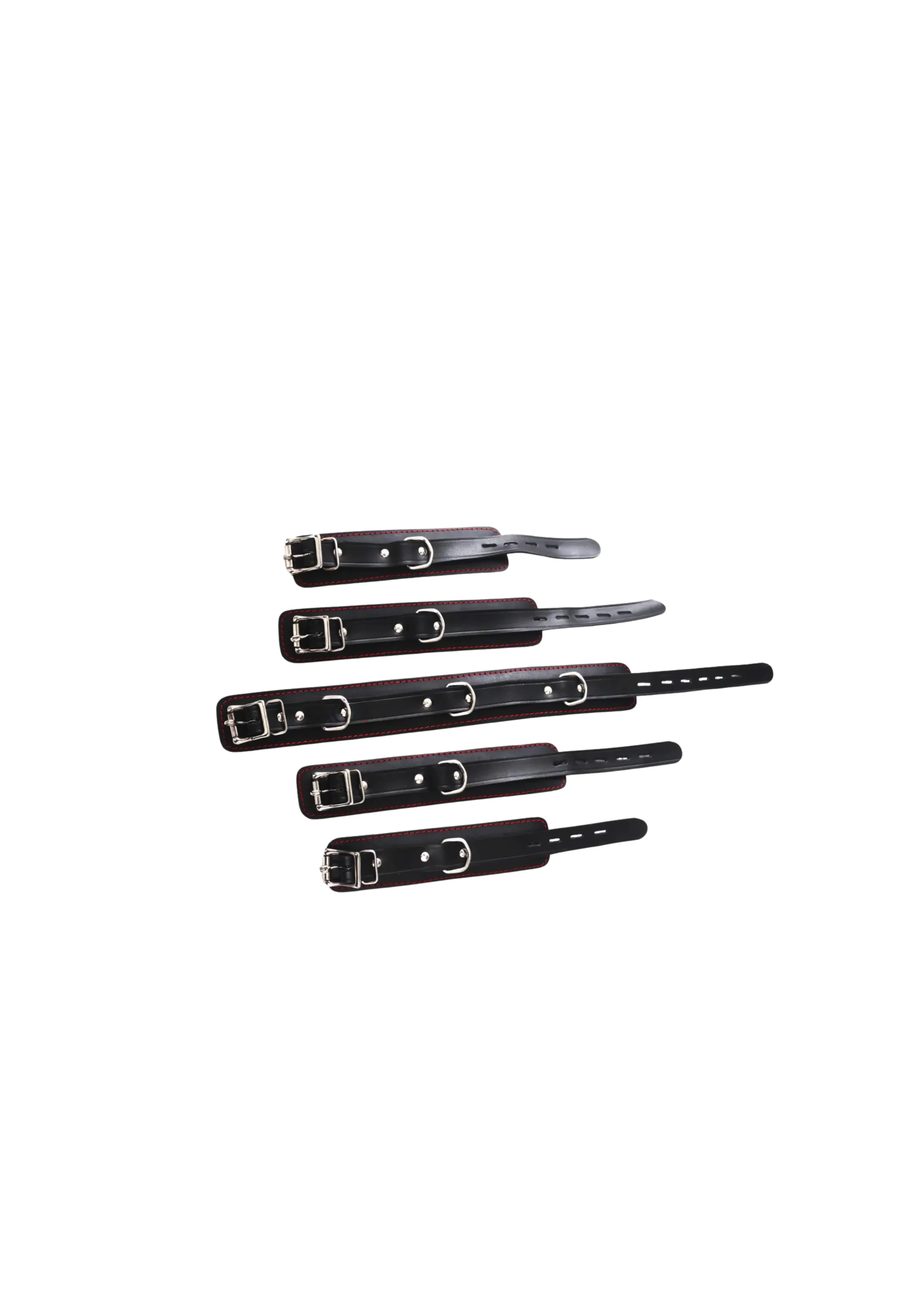 9 Piece Bondage Kit | Black Red Soft Padded Leather - Image 6