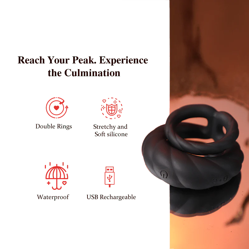 Adult Double Penis Ring Vibrator Cock Ring with 10 Vibration Modes - Image 4