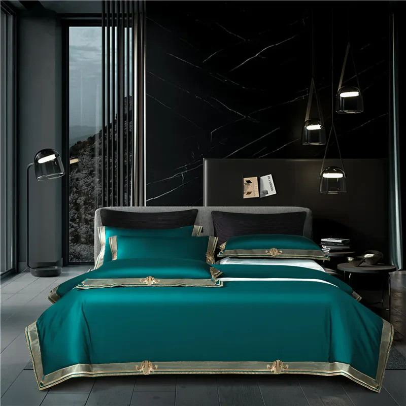 Anahi Embroidered Motif Border Egyptian Cotton Bedding Set | 3CARATS - Image 2