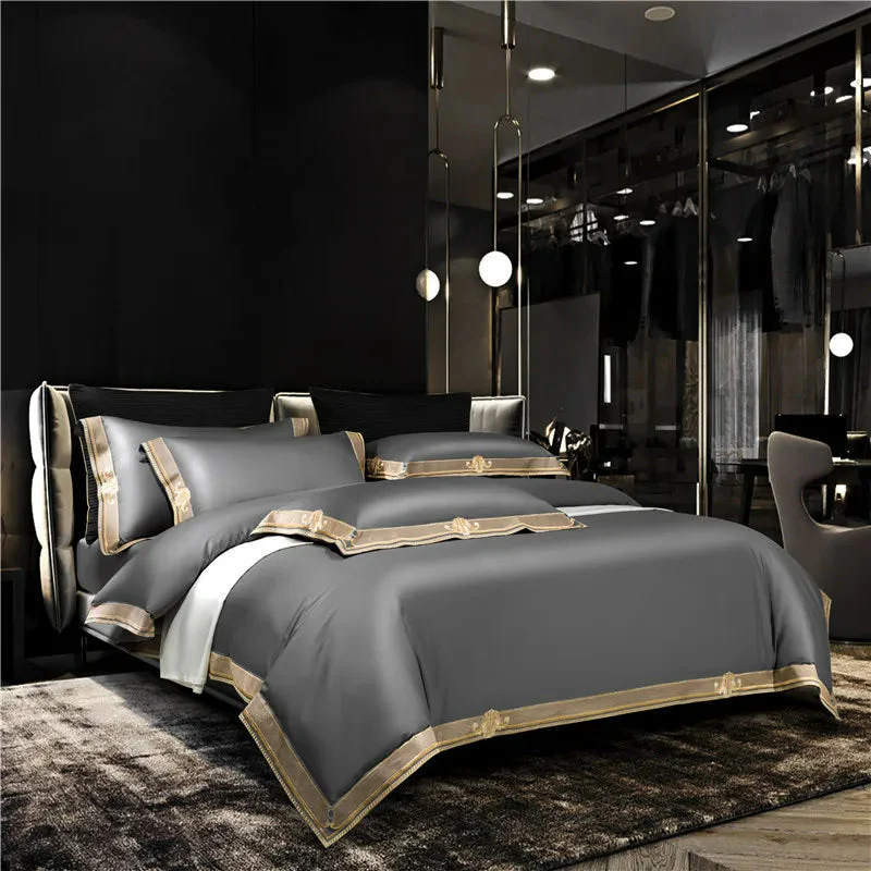 Anahi Embroidered Motif Border Egyptian Cotton Bedding Set | 3CARATS - Image 4