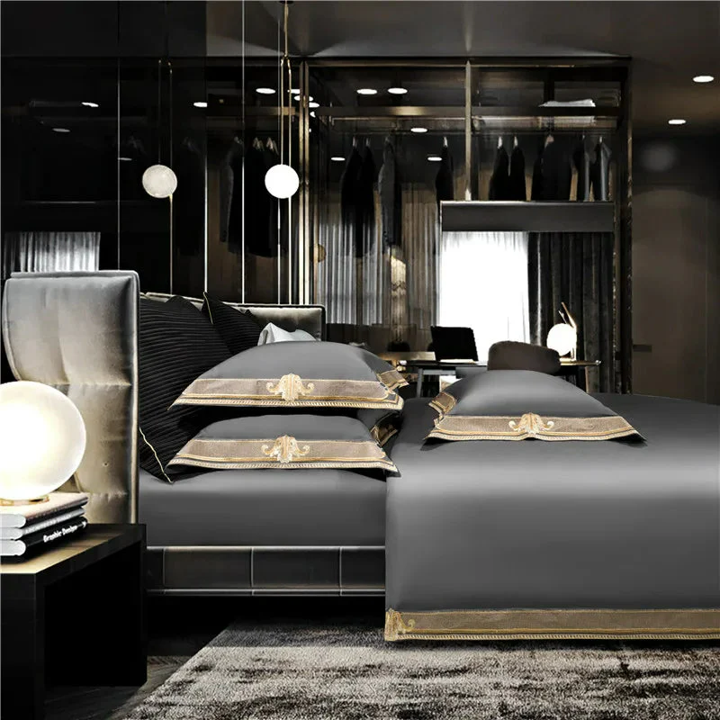 Anahi Embroidered Motif Border Egyptian Cotton Bedding Set | 3CARATS - Image 5