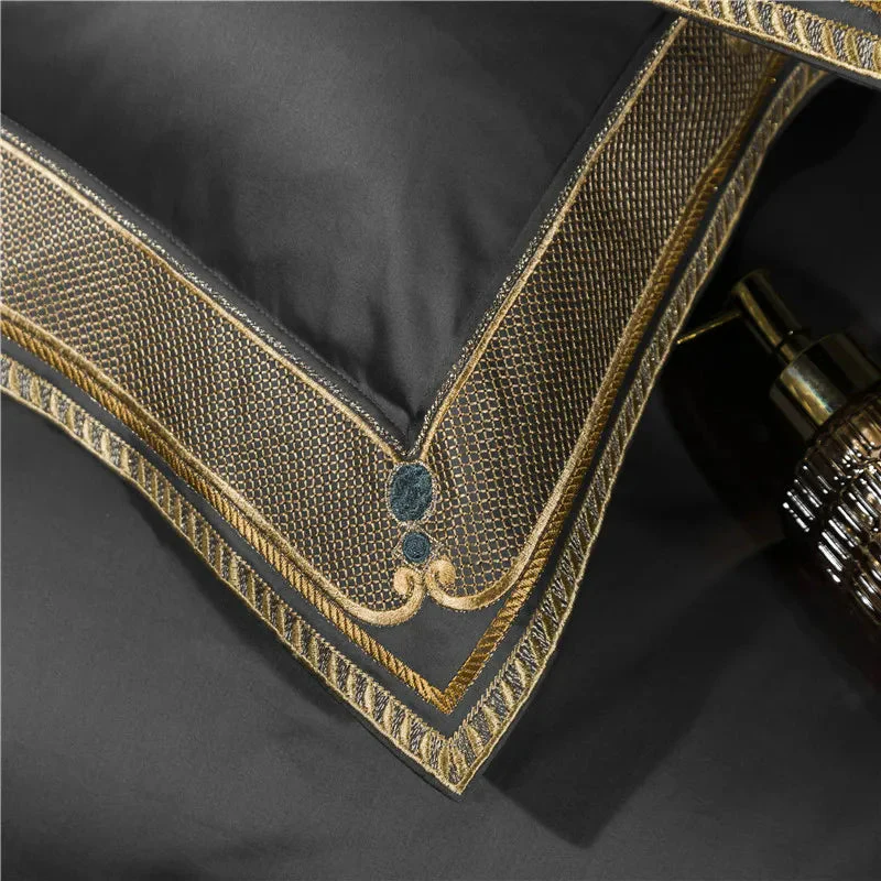 Anahi Embroidered Motif Border Egyptian Cotton Bedding Set | 3CARATS - Image 7