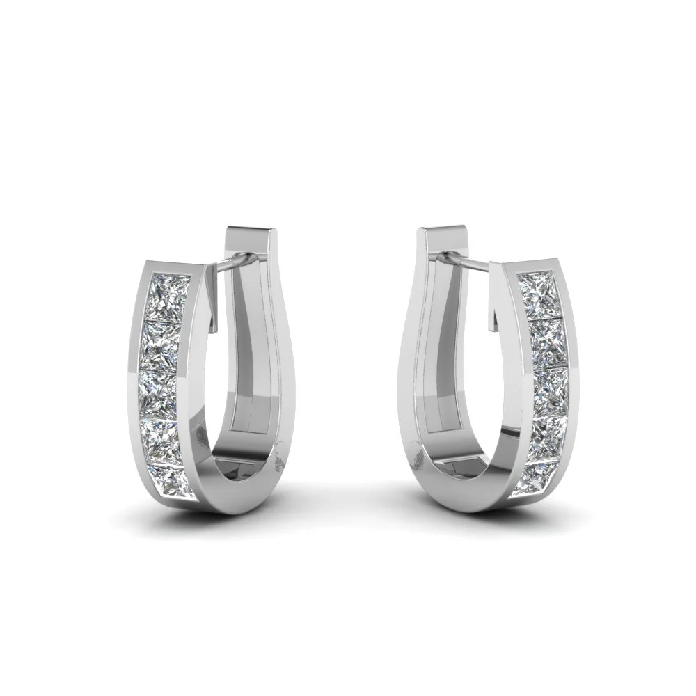 Channel Set Huggie Hoop Earring - Image 4