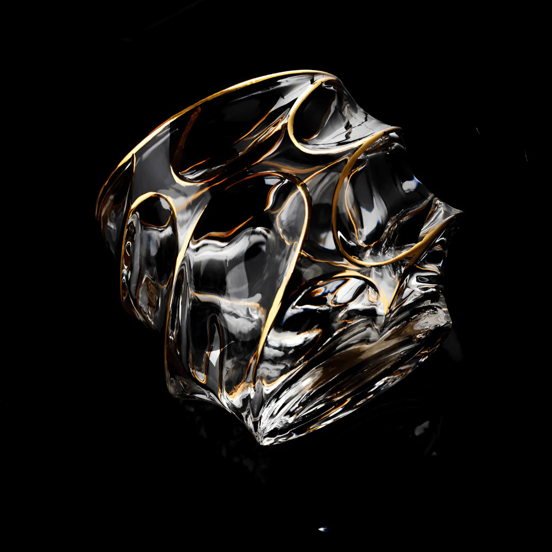 Gold Line Storm Japanese Crystal Whisky Glass - Image 12
