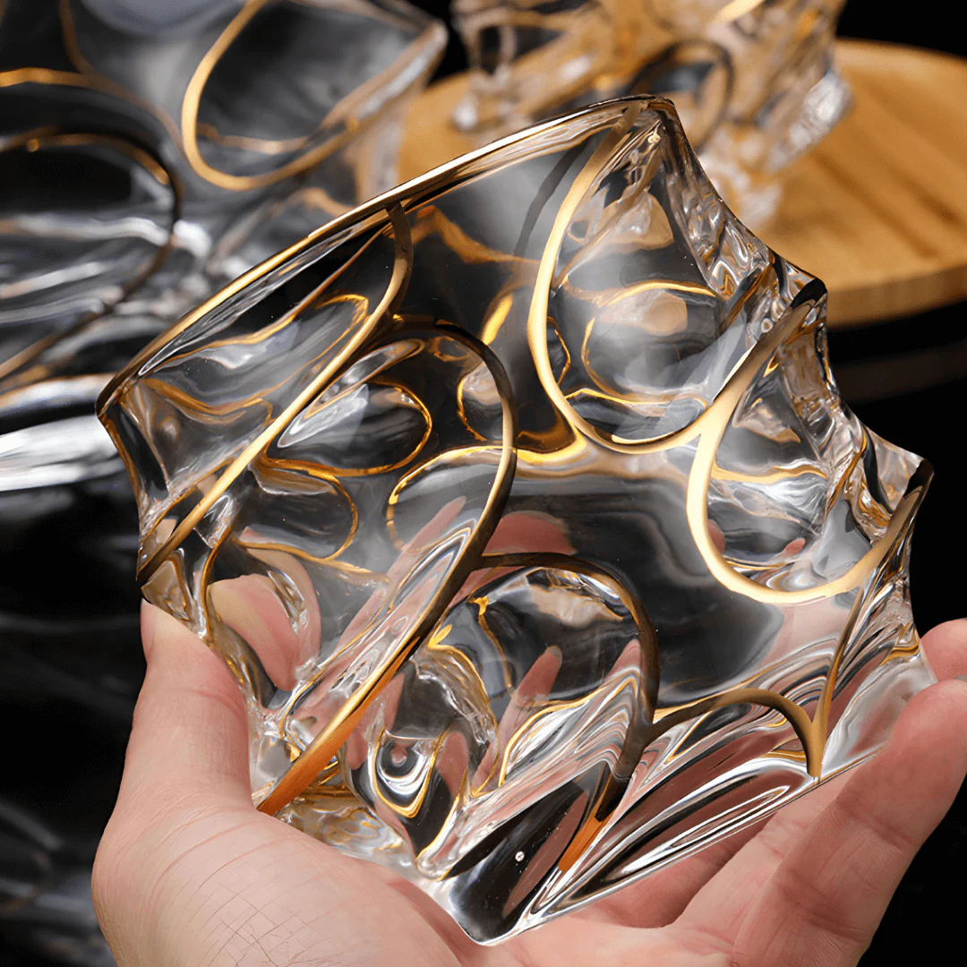 Gold Line Storm Japanese Crystal Whisky Glass - Image 13