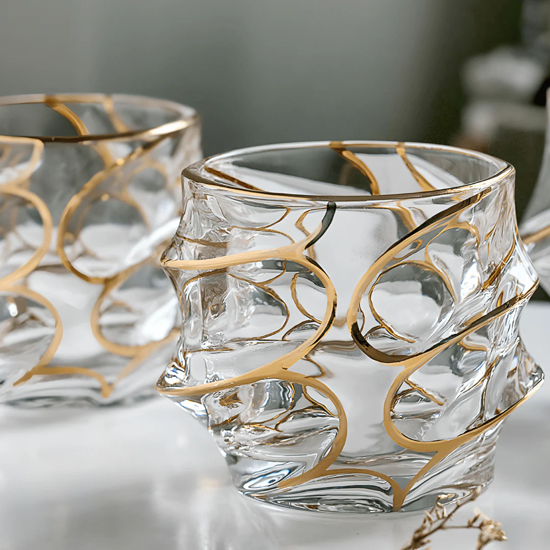 Gold Line Storm Japanese Crystal Whisky Glass - Image 14