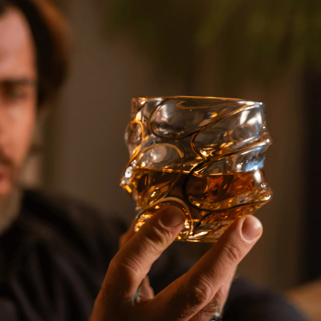 Gold Line Storm Japanese Crystal Whisky Glass - Image 15
