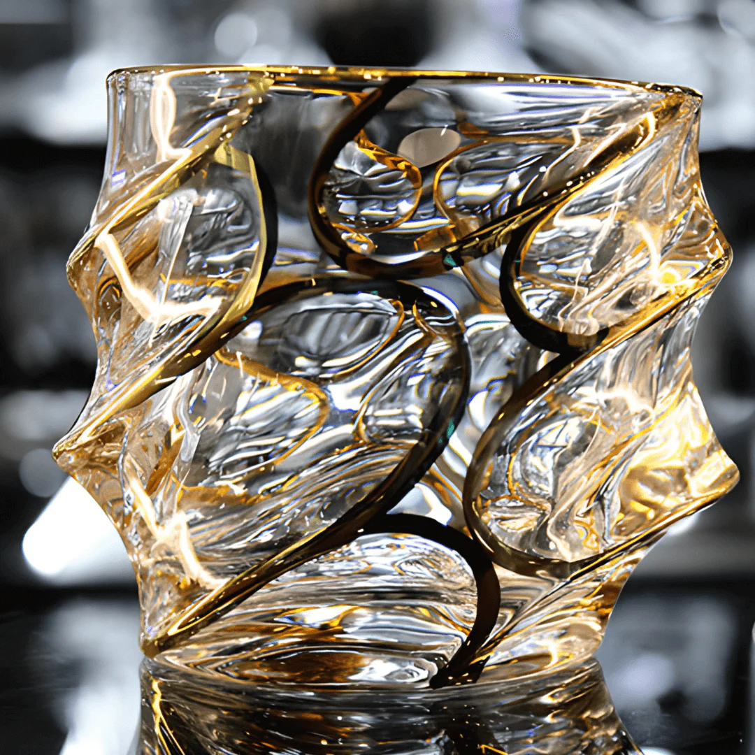 Gold Line Storm Japanese Crystal Whisky Glass - Image 2