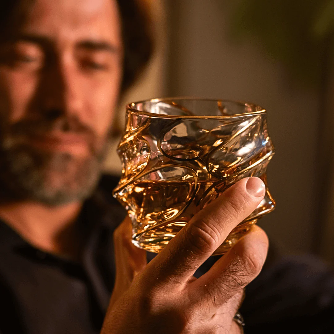 Gold Line Storm Japanese Crystal Whisky Glass - Image 9