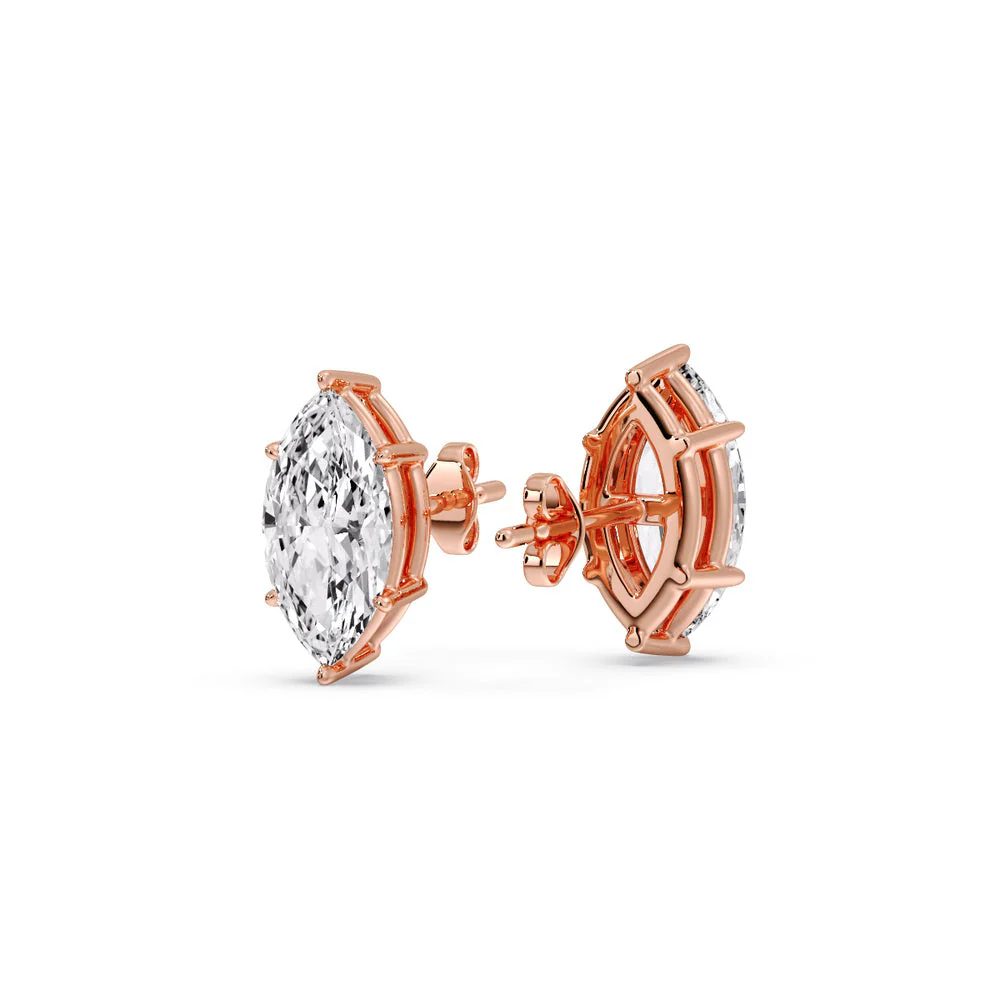 Marquise Diamond 6 Prong Stud Earrings - Image 11
