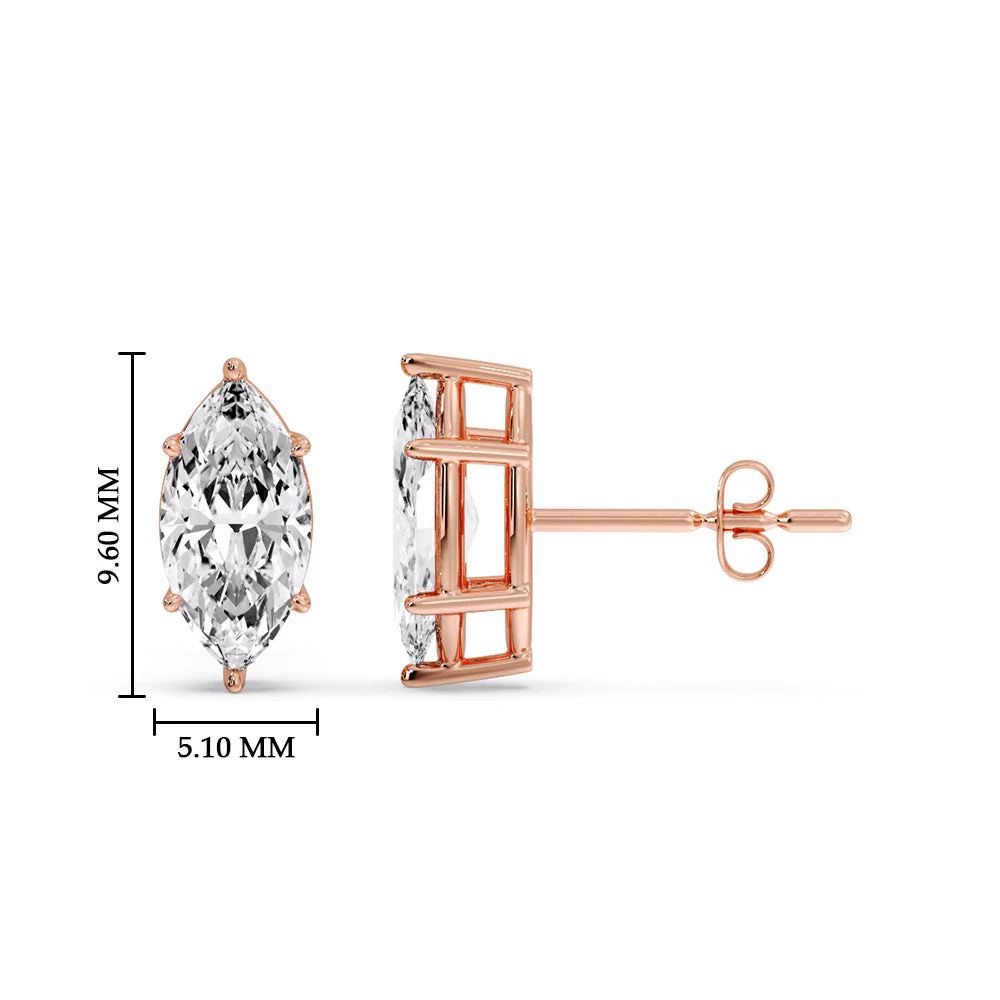 Marquise Diamond 6 Prong Stud Earrings - Image 20