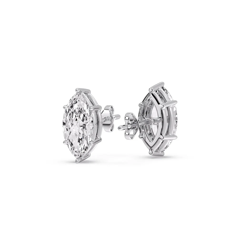 Marquise Diamond 6 Prong Stud Earrings - Image 4