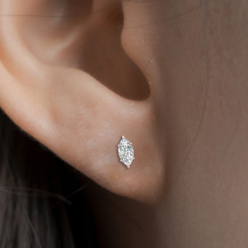 Marquise Diamond 6 Prong Stud Earrings - Image 8