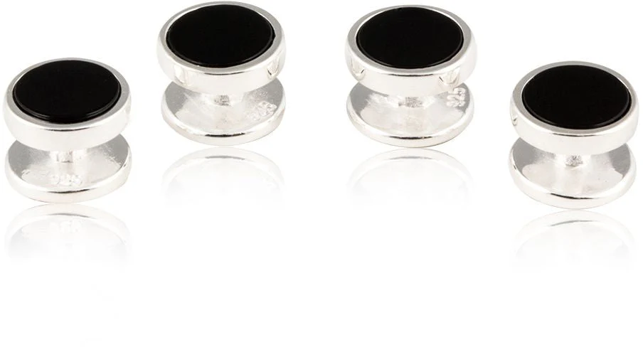 Men's Onyx Sterling Silver Tuxedo Cufflinks & Studs Formal Set for Wedding Solid 925 Includes Travel Gift Box - Image 10