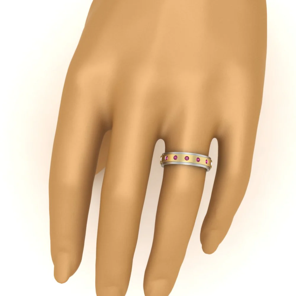 Two Tone Bezel Stone | Wedding Band - Image 70