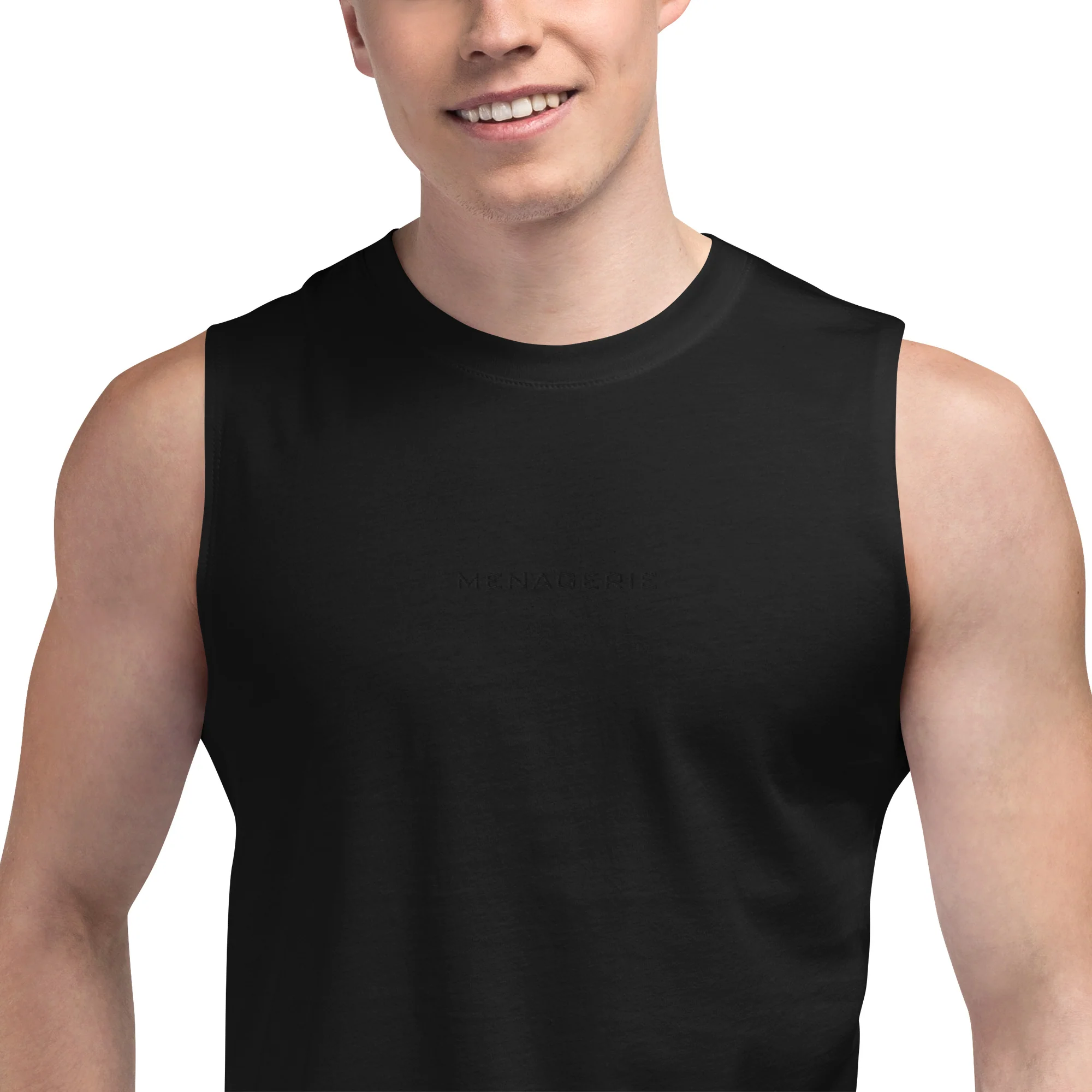 Muscle Shirt | 100% Cotton | BLK EMB - Image 7
