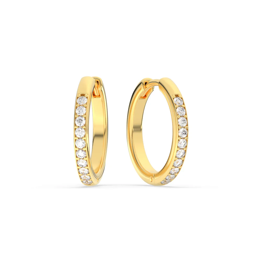 Pave Set Round Diamond Hinged Hoop Earrings - Image 9