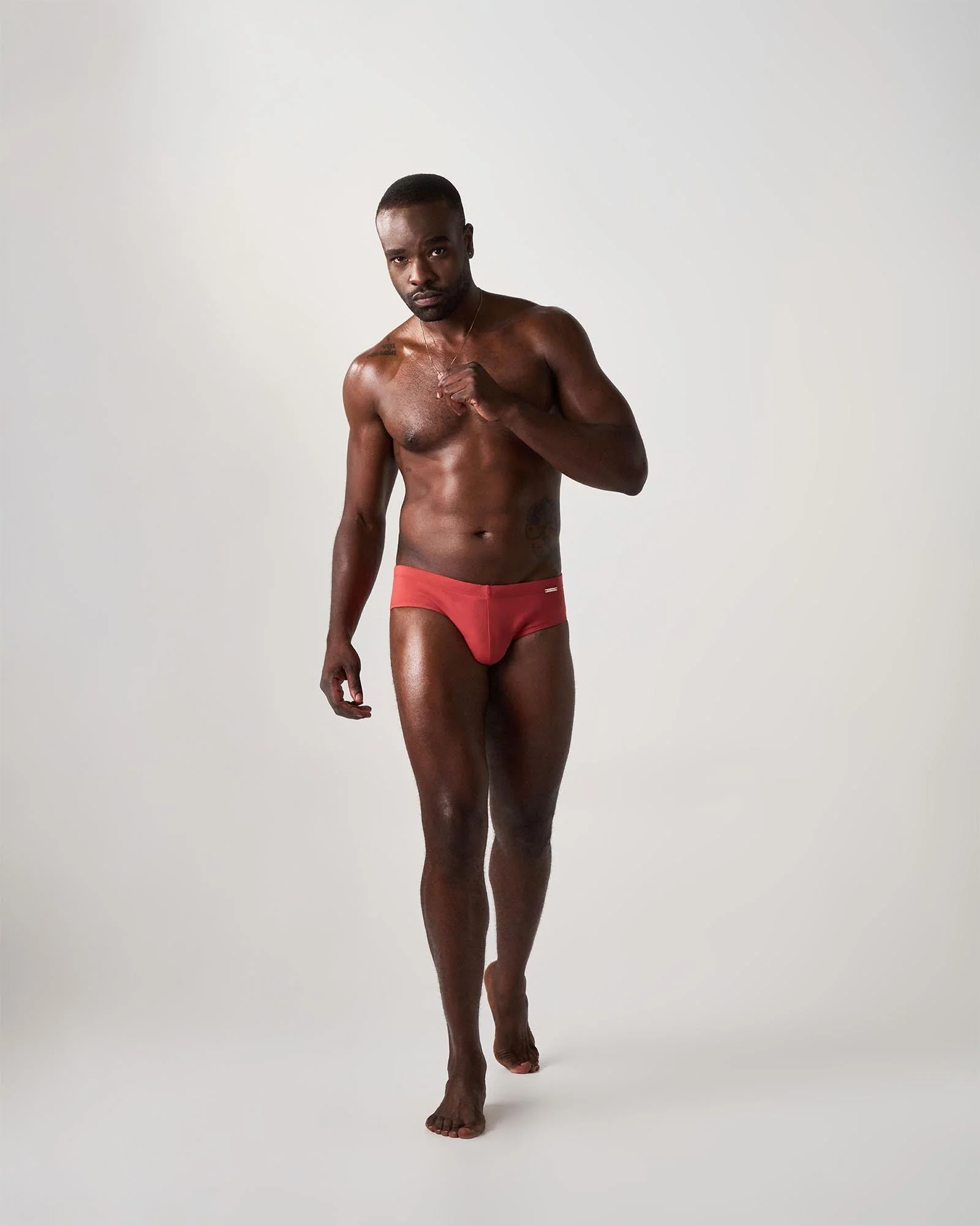 Statement Wide Swim Brief | Terracotta - Image 2