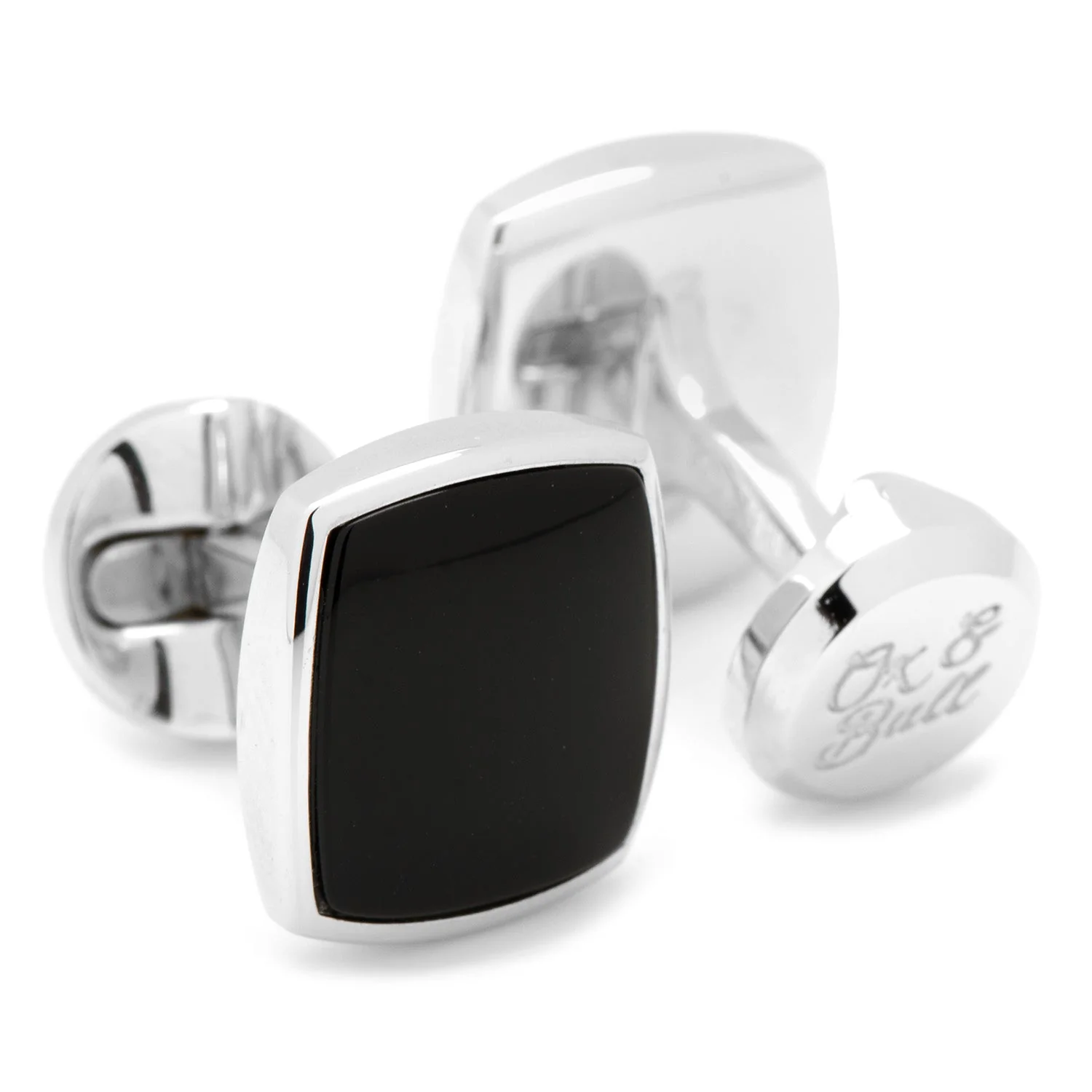Sterling Silver and Onyx Cufflinks | Classic Cushion - Image 2