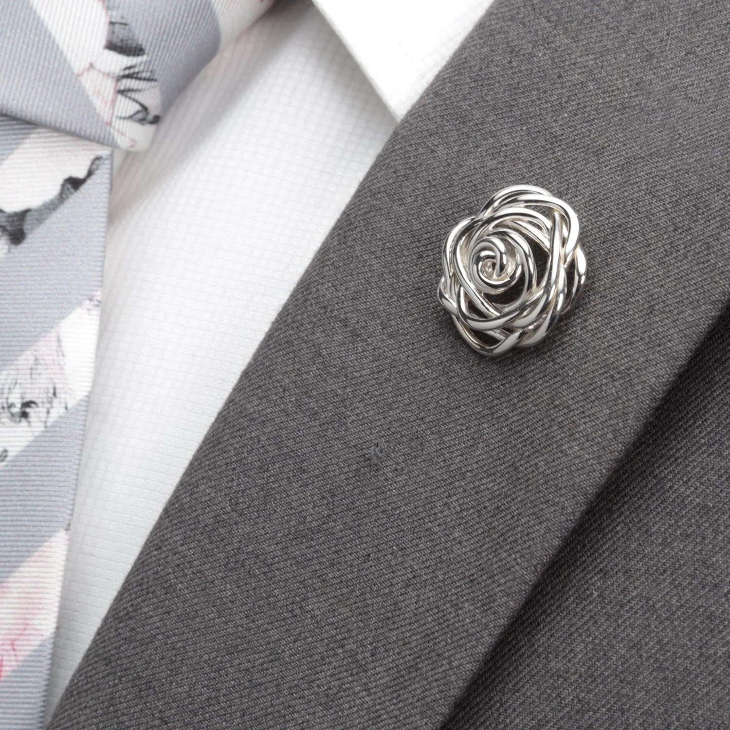 Sterling Silver Rose Lapel Pin - Image 4
