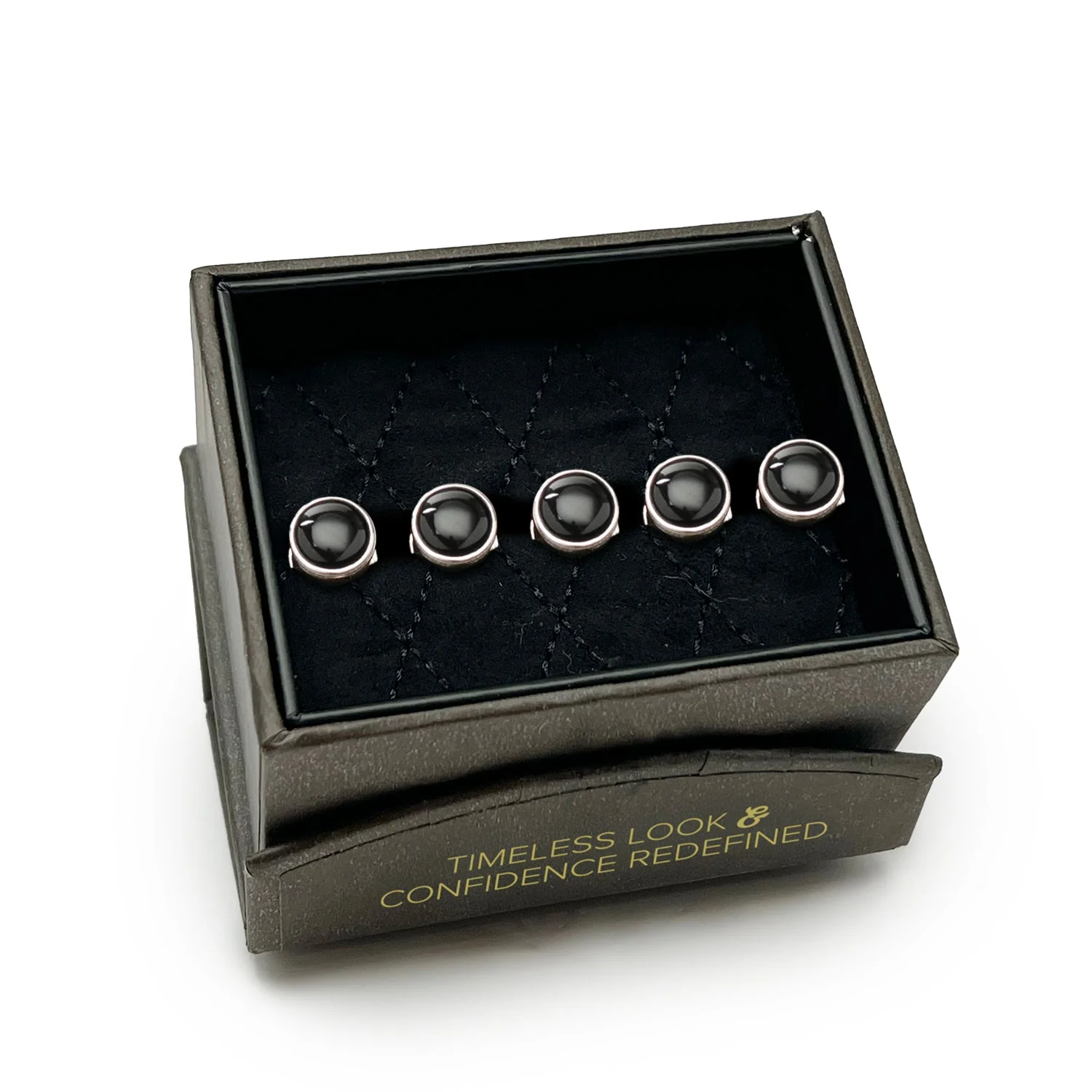 Black Onyx and Sterling Silver Button Studs - Image 5