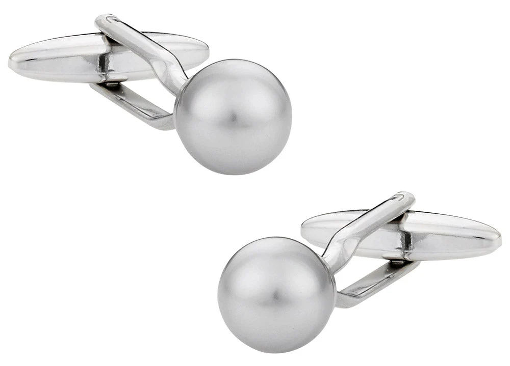 Swarovski Crystal Light Gray Pearl Cufflinks