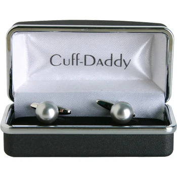 Swarovski Crystal Light Gray Pearl Cufflinks - Image 2