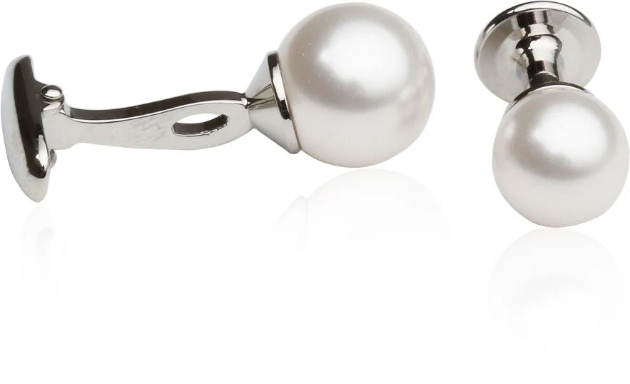 White Swarovski Pearl Formal Set Cufflinks & Studs - Image 2